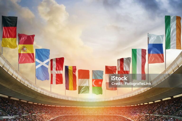 Europe soccer stadium. ready for game